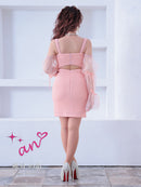 an/AOC-3826/ミニドレス/キャバドレス/ワンピース/フクレニット/フロントジップ/ストレッチ/袖付き/2way/タイト