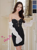 an/AOC-3850/ミニドレス/キャバドレス/ワンピース/3way/オフショル/袖付き/スピンドル/キャミソール/バイカラー/タイト