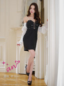 an/AOC-3850/ミニドレス/キャバドレス/ワンピース/3way/オフショル/袖付き/スピンドル/キャミソール/バイカラー/タイト