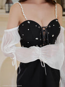 an/AOC-3850/ミニドレス/キャバドレス/ワンピース/3way/オフショル/袖付き/スピンドル/キャミソール/バイカラー/タイト