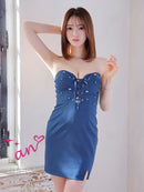 an/AOC-3850/ミニドレス/キャバドレス/ワンピース/3way/オフショル/袖付き/スピンドル/キャミソール/バイカラー/タイト