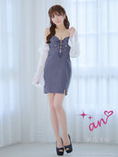 an/AOC-3850/ミニドレス/キャバドレス/ワンピース/3way/オフショル/袖付き/スピンドル/キャミソール/バイカラー/タイト