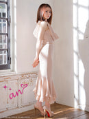 an/AOC-3851/ミディアムドレス/キャバドレス/セットアップ/マーメイド/ビジュー/ホルターネック/ラインストーン/フリル