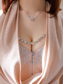 an/AOC-3851/ミディアムドレス/キャバドレス/セットアップ/マーメイド/ビジュー/ホルターネック/ラインストーン/フリル