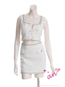 an/AOC-3893/ミニドレス/キャバドレス/セットアップ/ラメツイード/ビジュー/パール/ノースリーブ/スクエアネック/タイト