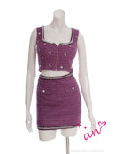 an/AOC-3893/ミニドレス/キャバドレス/セットアップ/ラメツイード/ビジュー/パール/ノースリーブ/スクエアネック/タイト