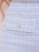 an/AOC-3893/ミニドレス/キャバドレス/セットアップ/ラメツイード/ビジュー/パール/ノースリーブ/スクエアネック/タイト