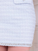 an/AOC-3893/ミニドレス/キャバドレス/セットアップ/ラメツイード/ビジュー/パール/ノースリーブ/スクエアネック/タイト