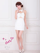 an/AOC-3904/ミニドレス/キャバドレス/ワンピース/リボン/パール/ビジュー/ホルターネック/バストジップ/カットアウト/タイト