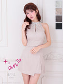 an/AOC-3905/ミニドレス/キャバドレス/セットアップ/アメスリ/リボン/バストジップ/プリーツ/ビジュー/スパンコール/フレア/アシンメトリー