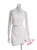 an/AOC-3905/ミニドレス/キャバドレス/セットアップ/アメスリ/リボン/バストジップ/プリーツ/ビジュー/スパンコール/フレア/アシンメトリー