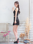 an/AOC-3905/ミニドレス/キャバドレス/セットアップ/アメスリ/リボン/バストジップ/プリーツ/ビジュー/スパンコール/フレア/アシンメトリー