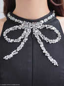 an/AOC-3905/ミニドレス/キャバドレス/セットアップ/アメスリ/リボン/バストジップ/プリーツ/ビジュー/スパンコール/フレア/アシンメトリー