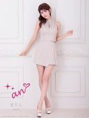 an/AOC-3905/ミニドレス/キャバドレス/セットアップ/アメスリ/リボン/バストジップ/プリーツ/ビジュー/スパンコール/フレア/アシンメトリー