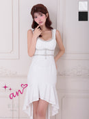 an/AOC-3912/ミニドレス/キャバドレス/ワンピース/ビジュー/リボン/バストジップ/ラメ/ノースリーブ/フリル/テールカット/マーメイド