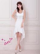 an/AOC-3912/ミニドレス/キャバドレス/ワンピース/ビジュー/リボン/バストジップ/ラメ/ノースリーブ/フリル/テールカット/マーメイド