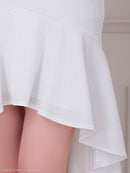 an/AOC-3912/ミニドレス/キャバドレス/ワンピース/ビジュー/リボン/バストジップ/ラメ/ノースリーブ/フリル/テールカット/マーメイド