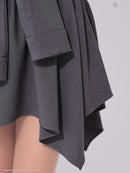 an/AOC-3917/ミニドレス/キャバドレス/セットアップ/2way/ラメ/フロントジッパー/襟付き/アシンメトリー/フレア/ノースリーブ