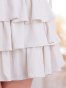 an/AOC-3957/ミニドレス/キャバドレス/セットアップ/4way/袖付き/オフショル/クロスネック/ティアード/フリル/ラメ/ストレッチ/フレア