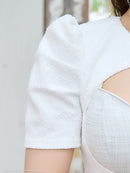 an/AOC-3651/セットアップ/キャバドレス/ミニドレス/ツイード/袖あり/半袖/パフスリーブ/プリーツスカート/Aライン/