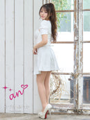 an/AOC-3651/セットアップ/キャバドレス/ミニドレス/ツイード/袖あり/半袖/パフスリーブ/プリーツスカート/Aライン/