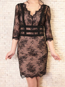 GMS-V717/Andy/GLAMOROUS/ミニドレス/ナイトドレス/キャバドレス/ワンピース/ドレス/ワンカラー/レース/袖ありドレス