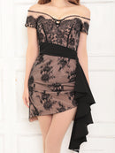 GMS-V718/Andy/GLAMOROUS/ミニドレス/ナイトドレス/キャバドレス/オフショル/レース