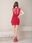 Andy/GLAMOROUS/GMS-V785/ワンピース/キャバドレス/ミニドレス/タイトワンピース/サイドシアー/チェーン/ショルダーレース/ビジュー