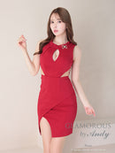 Andy/GLAMOROUS/GMS-V790/ワンピース/キャバドレス/ミニドレス/タイトワンピース/ワンカラー/ノースリーブ/バストカット/セクシードレス/シアー