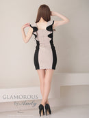 Andy/GLAMOROUS/GMS-V791/キャバドレス/ミニドレス/ワンピース/バイカラー/フリル/フロントジップ