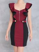 Andy/GLAMOROUS/GMS-V791/キャバドレス/ミニドレス/ワンピース/バイカラー/フリル/フロントジップ