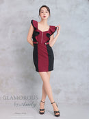 Andy/GLAMOROUS/GMS-V791/キャバドレス/ミニドレス/ワンピース/バイカラー/フリル/フロントジップ