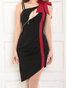 Andy/GLAMOROUS/GMS-V792/ワンピース/ミニドレス/キャバドレス/カットアウト/タイト/ショルダーリボン/ワンショルダー/バイカラー/アシンメトリー