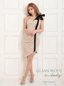 Andy/GLAMOROUS/GMS-V792/ワンピース/ミニドレス/キャバドレス/カットアウト/タイト/ショルダーリボン/ワンショルダー/バイカラー/アシンメトリー