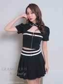 GLAMOROUS/GMS-V796/ナイトドレス/セットアップ/ドレス/キャバドレス/バイカラー/パフスリーブ