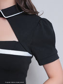 GLAMOROUS/GMS-V796/ナイトドレス/セットアップ/ドレス/キャバドレス/バイカラー/パフスリーブ