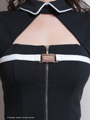 GLAMOROUS/GMS-V796/ナイトドレス/セットアップ/ドレス/キャバドレス/バイカラー/パフスリーブ