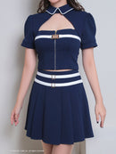 GLAMOROUS/GMS-V796/ナイトドレス/セットアップ/ドレス/キャバドレス/バイカラー/パフスリーブ