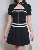 GLAMOROUS/GMS-V796/ナイトドレス/セットアップ/ドレス/キャバドレス/バイカラー/パフスリーブ