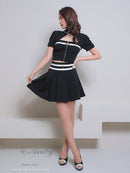 GLAMOROUS/GMS-V796/ナイトドレス/セットアップ/ドレス/キャバドレス/バイカラー/パフスリーブ