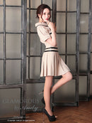 GLAMOROUS/GMS-V796/ナイトドレス/セットアップ/ドレス/キャバドレス/バイカラー/パフスリーブ