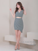 Andy/GLAMOROUS/GMS-V815/キャバドレス/ミニドレス/ワンピース/シンプルドレス/ラメ/ワンカラー/ノースリーブ/アシンメトリー/タイト/ラベンダー