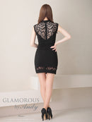 Andy/GLAMOROUS/GMS-V819/キャバドレス/ミニドレス/タイト/ワンピース/レース/シアー/ノースリーブ/ワンカラー