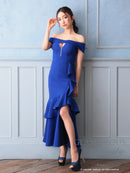 Andy/GLAMOROUS/GMS-V823/ワンピース/ロングドレス/キャバドレス/シンプル/ワンカラー/フロントジップ/オフショル/フリル/アシンメトリー/マーメイド