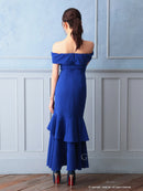 Andy/GLAMOROUS/GMS-V823/ワンピース/ロングドレス/キャバドレス/シンプル/ワンカラー/フロントジップ/オフショル/フリル/アシンメトリー/マーメイド