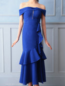 Andy/GLAMOROUS/GMS-V823/ワンピース/ロングドレス/キャバドレス/シンプル/ワンカラー/フロントジップ/オフショル/フリル/アシンメトリー/マーメイド