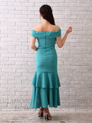 Andy/GLAMOROUS/GMS-V823/ワンピース/ロングドレス/キャバドレス/シンプル/ワンカラー/フロントジップ/オフショル/フリル/アシンメトリー/マーメイド