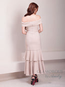 Andy/GLAMOROUS/GMS-V823/ワンピース/ロングドレス/キャバドレス/シンプル/ワンカラー/フロントジップ/オフショル/フリル/アシンメトリー/マーメイド