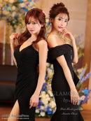 Andy/GLAMOROUS/GMS-V823/ワンピース/ロングドレス/キャバドレス/シンプル/ワンカラー/フロントジップ/オフショル/フリル/アシンメトリー/マーメイド