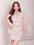 Andy/GLAMOROUS/GMS-V825/キャバドレス/ミニドレス/タイト/セットアップ/襟付き/スリーブ/フロントジップ/袖あり